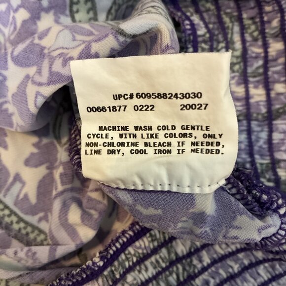 AB Studio Top Womens M Paisley Print Short Sleeve Blouse Elastic Hem - Picture 8 of 8